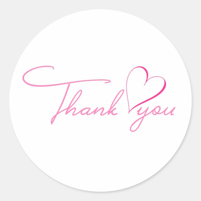 Sticker Rond Coeur de Merci rose simple élégant (Devant)
