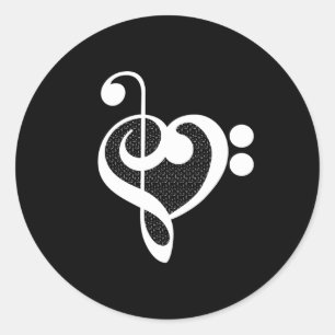 Sticker Rond Coeur de musique - I Love Music