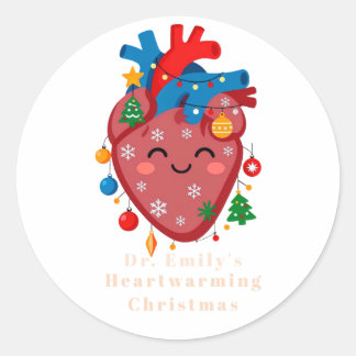 Sticker Rond Cœur de Noël personnalisé pour médecin