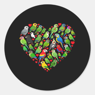 Sticker Rond Coeur de perroquet Birdorable
