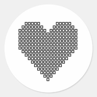 Sticker Rond Coeur de pixel noir