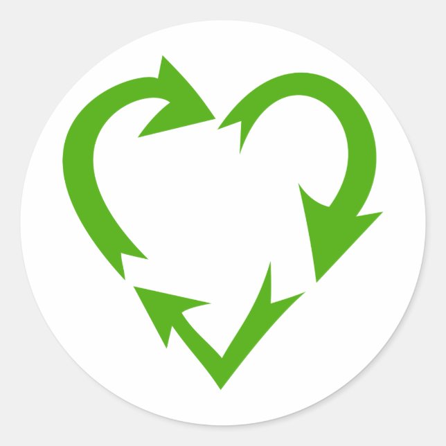Sticker Rond Coeur de recyclage vert (Devant)