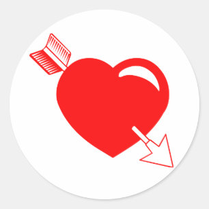 Sticker Rond Coeur de rouge de la flèche du cupidon