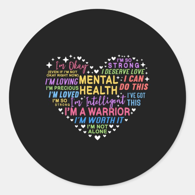 Sticker Rond Coeur de sensibilisation à la santé (Devant)