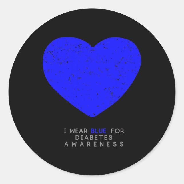 Sticker Rond Coeur de sensibilisation au diabète (Devant)