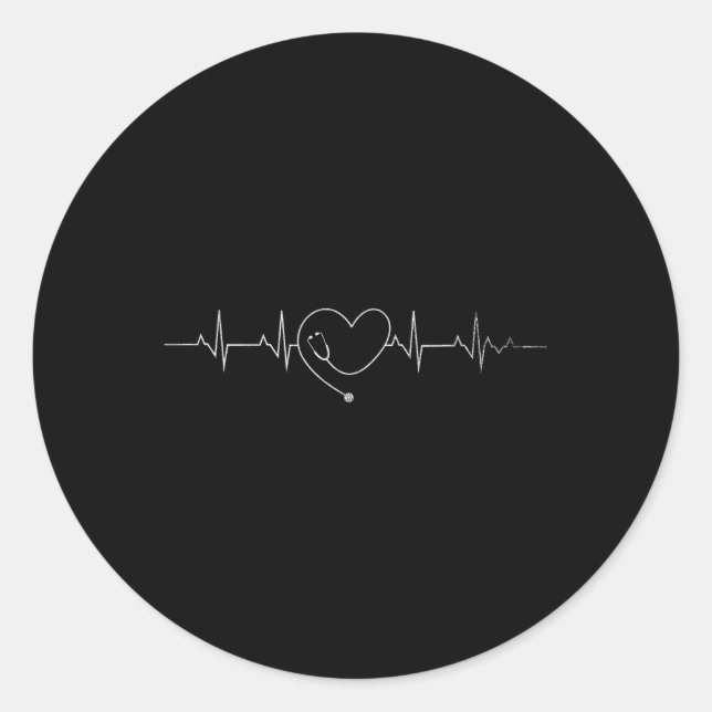 Sticker Rond Coeur de soins infirmiers Médicale Stéthoscope Coe (Devant)