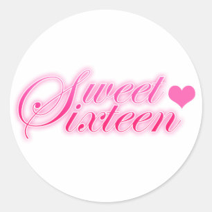 Sticker Rond Coeur de sweet sixteen