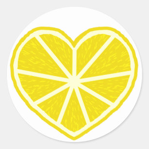 Sticker Rond Coeur de tranche de citron