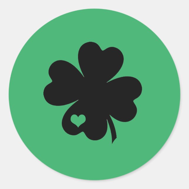 Sticker Rond Coeur de trèfle à quatre feuilles (Devant)