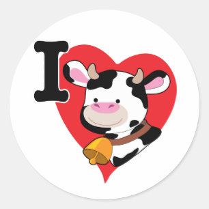 Sticker Rond Coeur de vache
