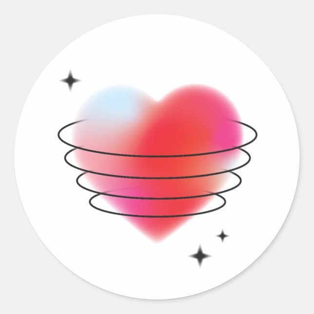 Sticker Rond coeur de valentine rouge hitech 3d espace (Devant)