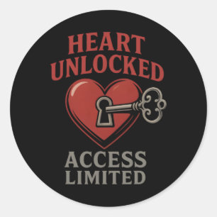 Sticker Rond Cœur Débloqué Accès Clé Romantique Limitée Amour V