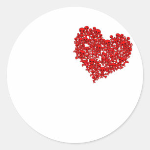 Sticker Rond Coeur des crânes - punk grunge alternatif de roch