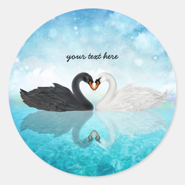 Sticker Rond Coeur des cygnes (Devant)