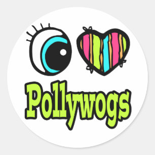 Sticker Rond Coeur des yeux brillants J'aime Pollywogs