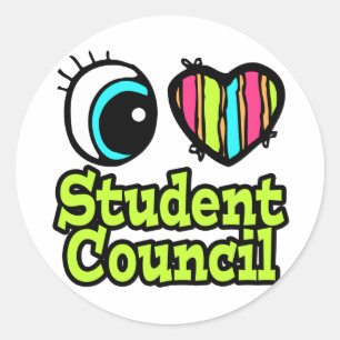 Sticker Rond Coeur des yeux lumineux J'aime Conseil étudiant