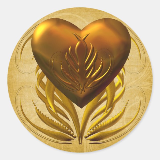 Sticker Rond Coeur d'or (Devant)