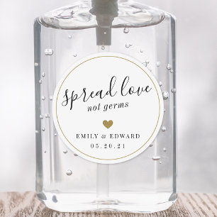 Sticker Rond Coeur d'or moderne mariage Favoriser Sanitizer mai