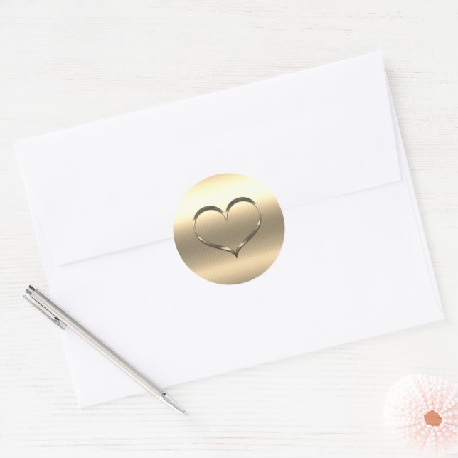 Sticker Rond Cœur Doré Chic (Enveloppe)