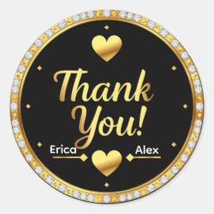 Sticker Rond 🖤 Cœur Doré Merci Sceau de Mariage ✨