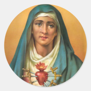 Sticker Rond Coeur douleureux et impeccable de Vierge Marie