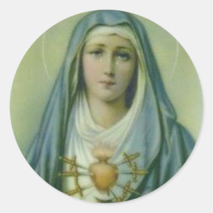 Sticker Rond Coeur douleureux et impeccable de Vierge Marie