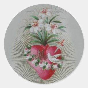Sticker Rond Coeur douleureux impeccable de Vierge Marie