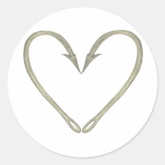 Sticker Rond Coeur du crochet de poisson