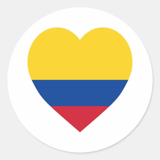 Sticker Rond Coeur du drapeau colombien (Devant)