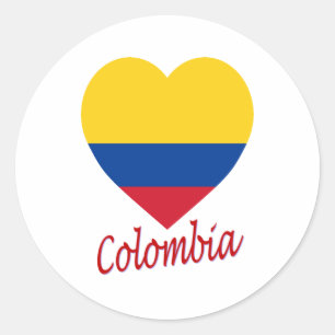 Sticker Rond Coeur du drapeau colombien