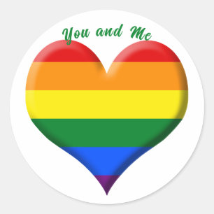Sticker Rond Coeur du drapeau de fierté