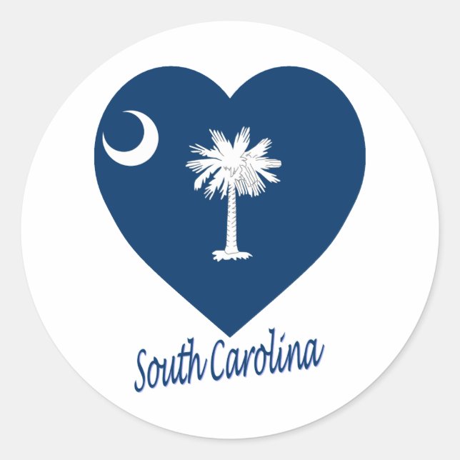 Sticker Rond Coeur du drapeau de la Caroline du Sud (Devant)