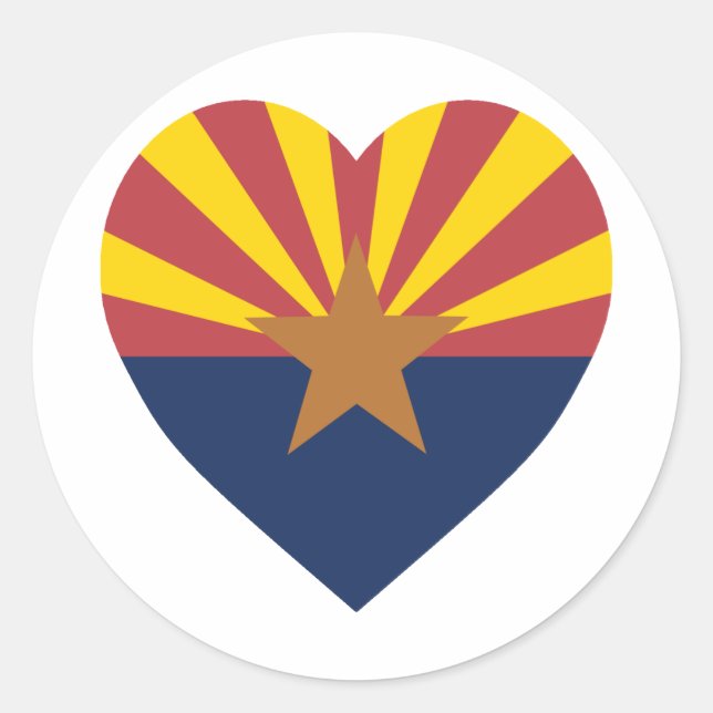 Sticker Rond Coeur du drapeau de l'Arizona (Devant)