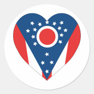 Sticker Rond Coeur du drapeau de l'Ohio