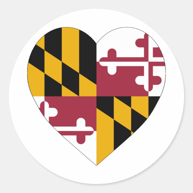 Sticker Rond Coeur du drapeau du Maryland (Devant)