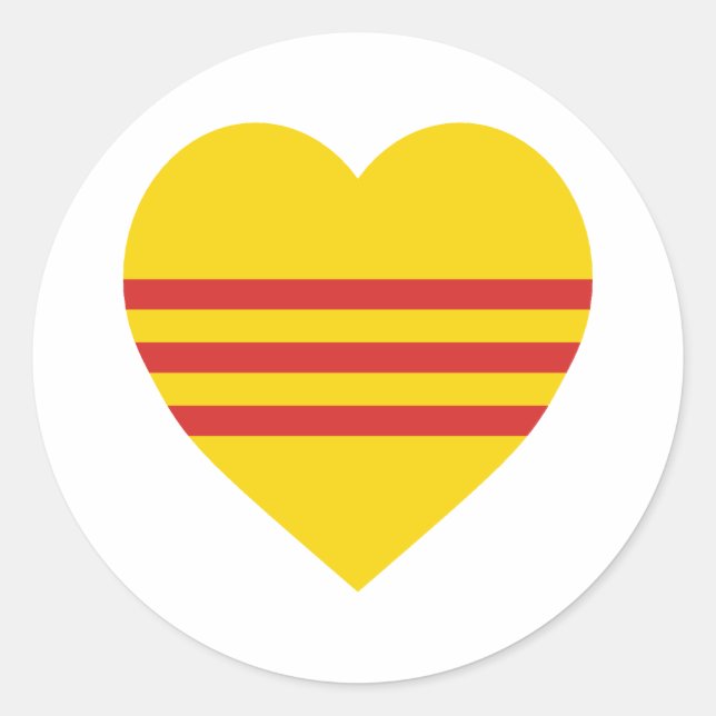 Sticker Rond Coeur du drapeau du Vietnam (Sud) (Devant)