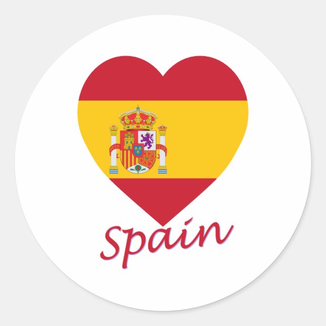 Sticker Rond Coeur du drapeau espagnol (Devant)