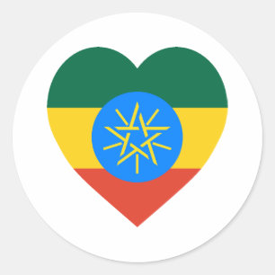 Sticker Rond Coeur du drapeau éthiopien