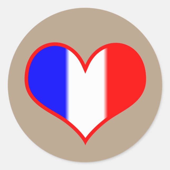 Sticker Rond Coeur du drapeau français (Devant)