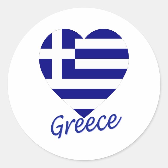 Sticker Rond Coeur du drapeau grec (Devant)