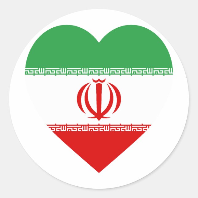 Sticker Rond Coeur du drapeau iranien (Devant)