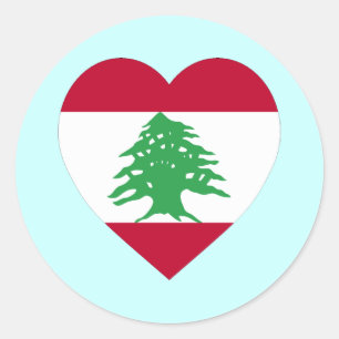 Sticker Rond Coeur du drapeau libanais