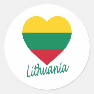 Sticker Rond Coeur du drapeau lituanien