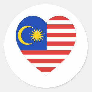 Sticker Rond Coeur du drapeau malais