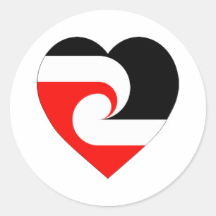 Sticker Rond Coeur du drapeau maori