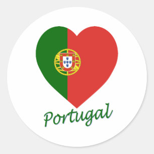 Sticker Rond Coeur du drapeau portugais