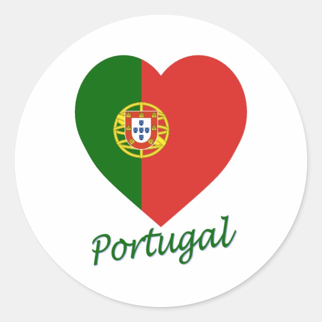 Sticker Rond Coeur du drapeau portugais (Devant)