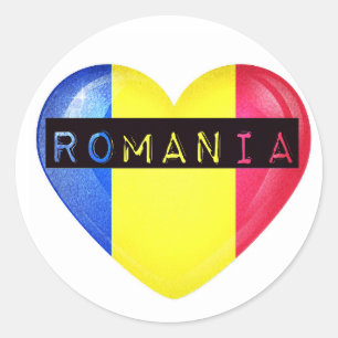 Sticker Rond Coeur du drapeau roumain