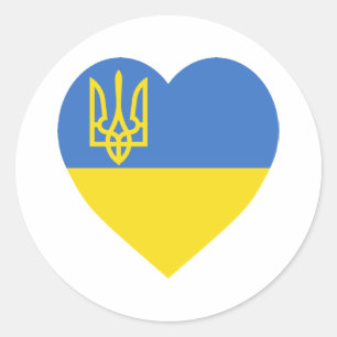 Sticker Rond Coeur du drapeau ukrainien