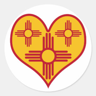 Sticker Rond Coeur du Nouveau Mexique Zia